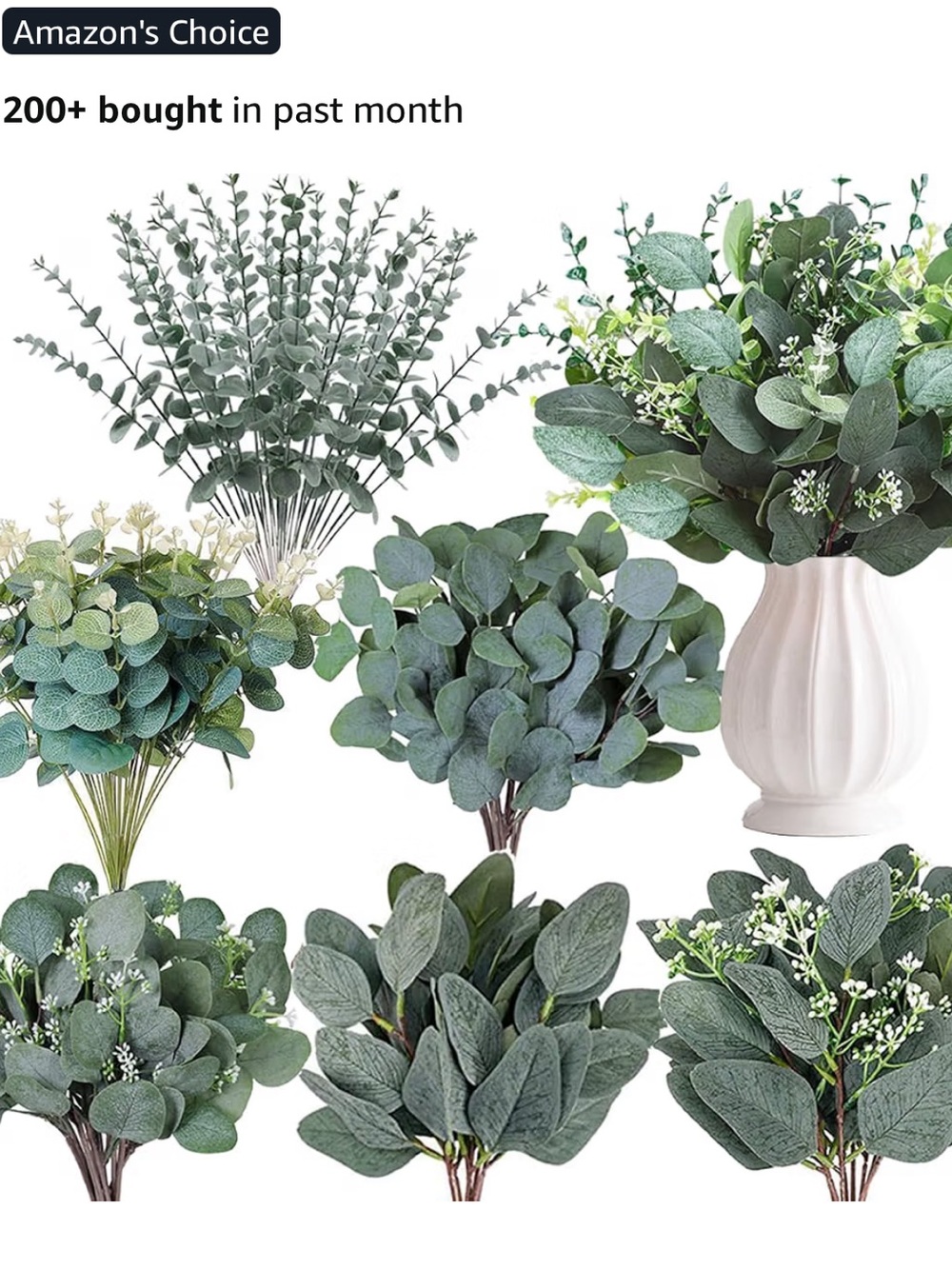 Artificial Eucalyptus and Greenery Bouquet Set for Home Accents - Green